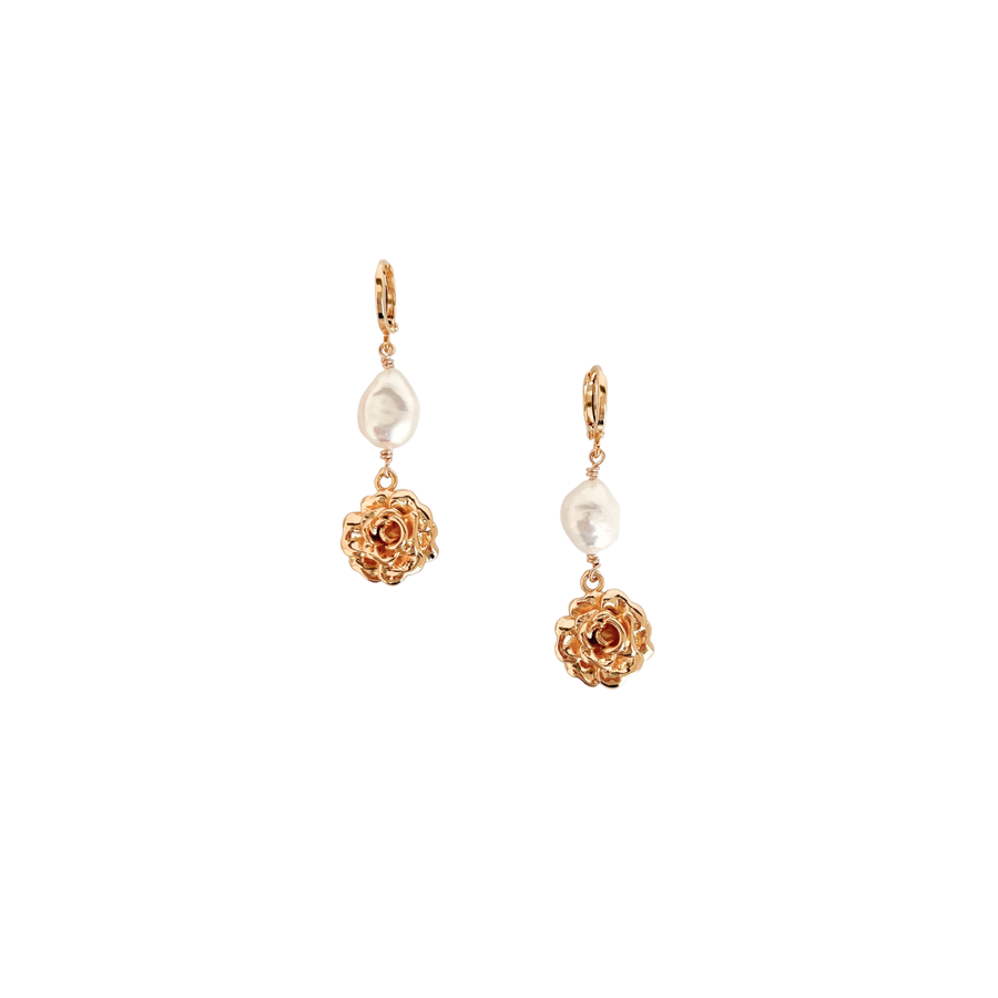 Rosette pearl earrings