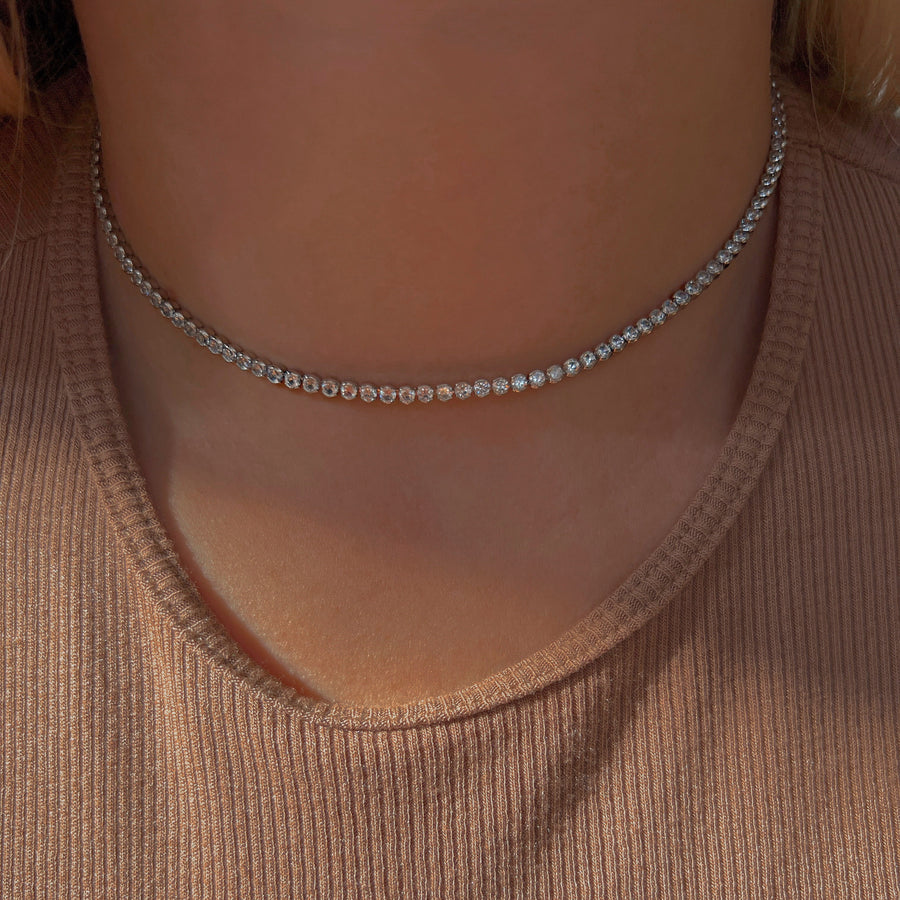 Newport tennis necklace (rhodium)