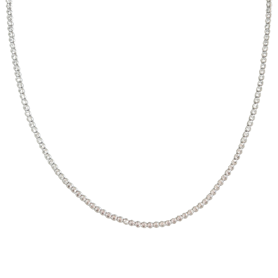 rhodium tennis necklace with crystals